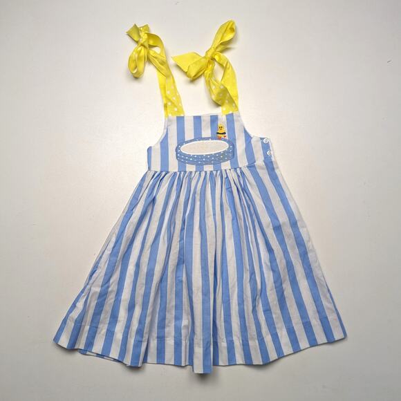 Vintage The Bailey Boys Dress Girls Size 2T Blue Stripe Rubber Ducky Sundress - Picture 1 of 8